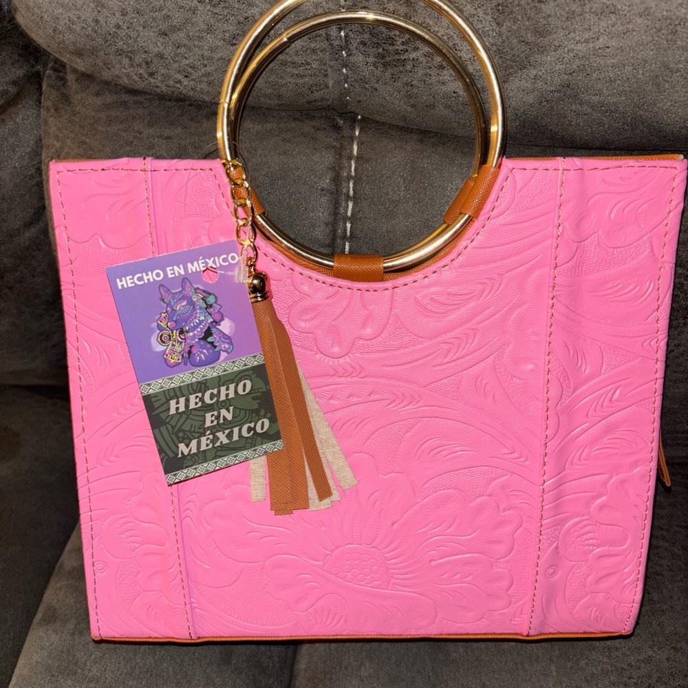 Pink Embossed Handbag - Picture 3 of 5